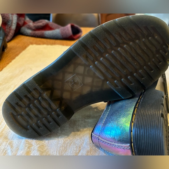 Dr. Martens Iridescent Rainbow Crinkle Leather Mary Jane Shoes. - Picture 3 of 10